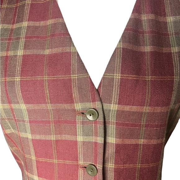 Vintage Linen-Blend Plaid Cottagecore Vest 6 - Picture 4 of 6